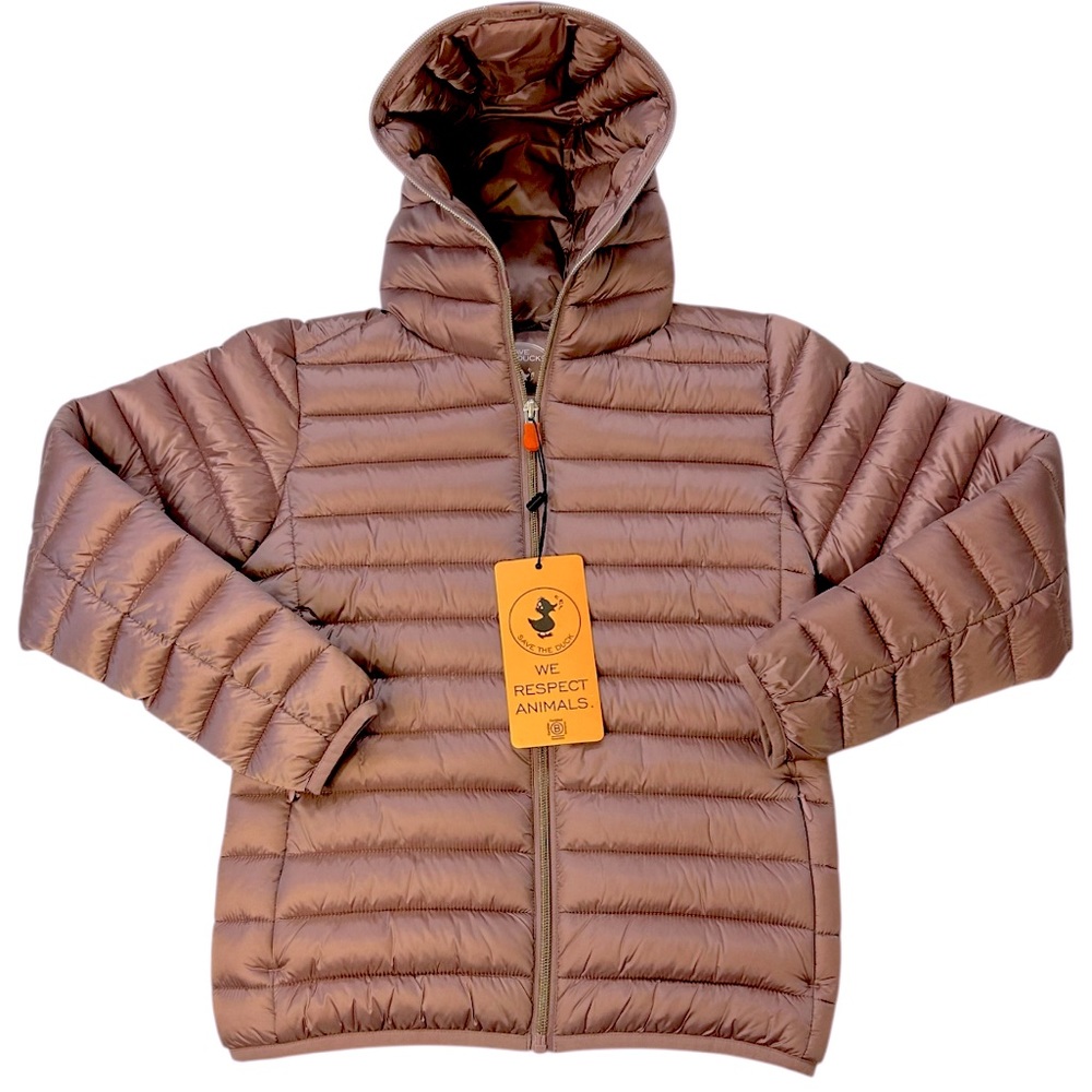 SAVE THE DUCK “Irene” Puffer Quilted Hooded Jacket, Metallic Pink, Kids Size 10